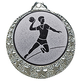 Handball Medaille "Brixia" Ø 32mm mit Emblem und Band silber