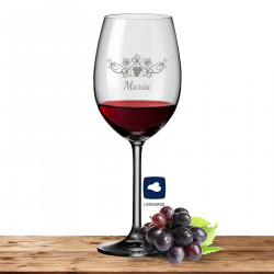 Leonardo Rotweinglas DAILY 460ml mit Namen oder Wunschtext graviert (Weinrebe) 