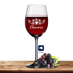 Leonardo Rotweinglas DAILY 460ml mit Namen oder Wunschtext graviert (Weinrebe) 