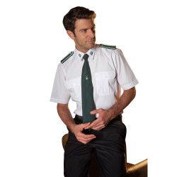 Schützenhemd - Pilotenhemd weiß Kurzarm mit Stickemblem Slim Fit 