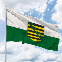 Sachsen-Hissflagge Quer mit Wappen