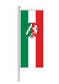 NRW-Dienstflagge für Ausleger im Hochformat mit Wappen