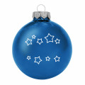Weihnachtsbaumkugel aus Glas (glänzend) inklusive Wunschtextgravur & Sternen