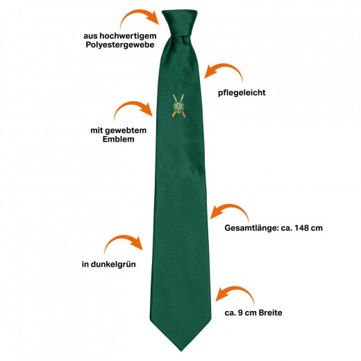 Schützenkrawatte mit gewebtem Emblem Schützenverein Uniform Accessoire Krawatte 