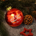 Weihnachtsbaumkugel aus Glas (glänzend) inklusive Wunschtextgravur