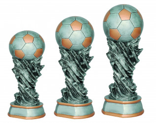 Fußballpokale 3er Serie TRY-6558 altsilber mit gold 