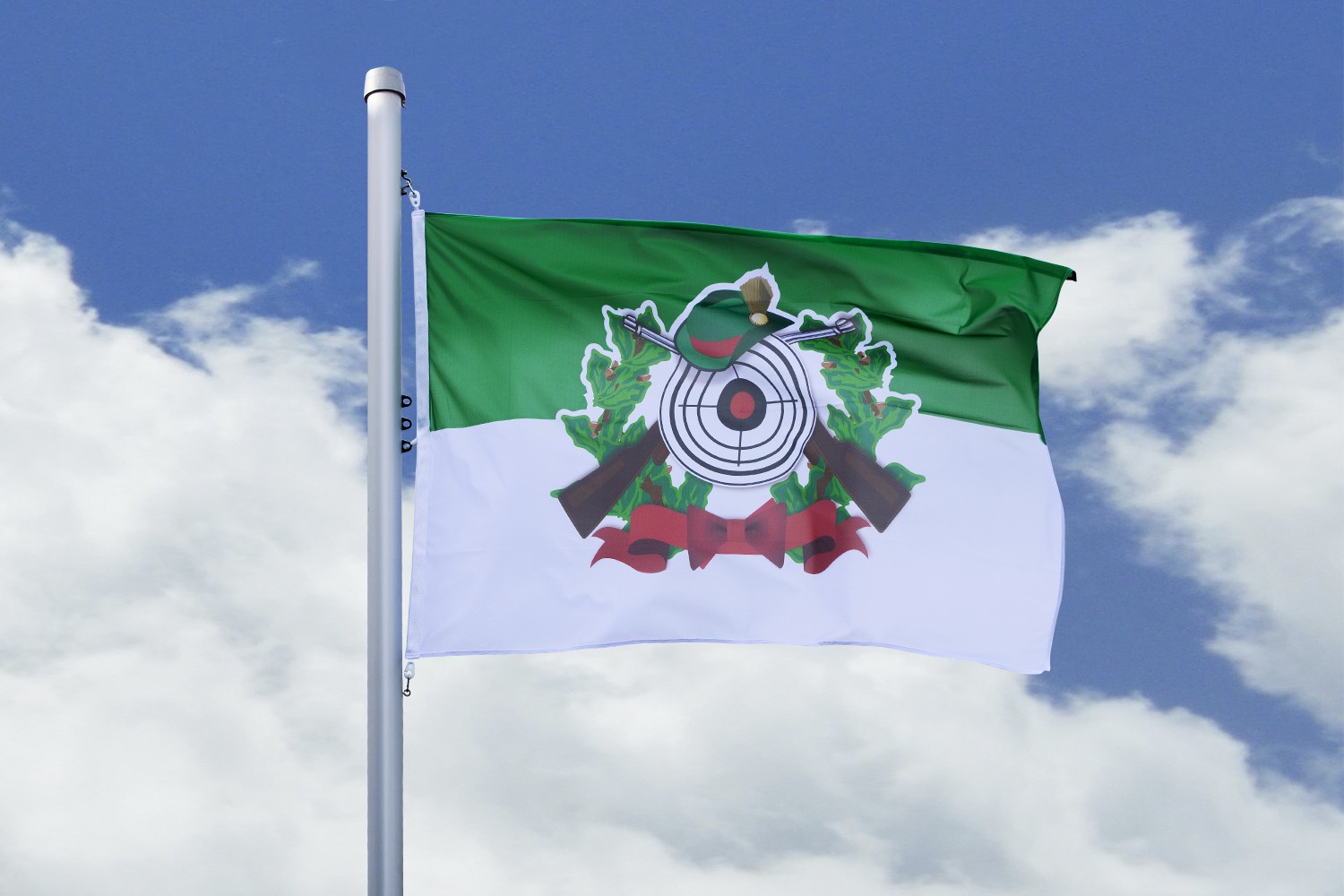 Fahne Flagge Schützenfest mit Scheibe grün/weiss Gewehr 90x150 cm Schützen NEU 