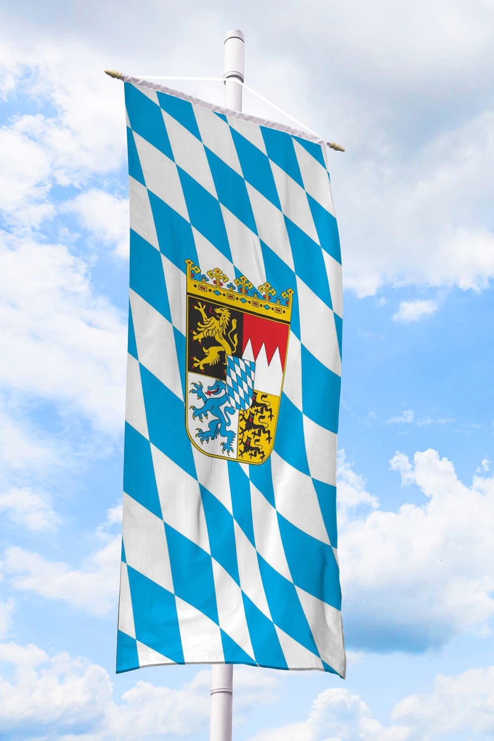 Flagge Bayern mit Wappen