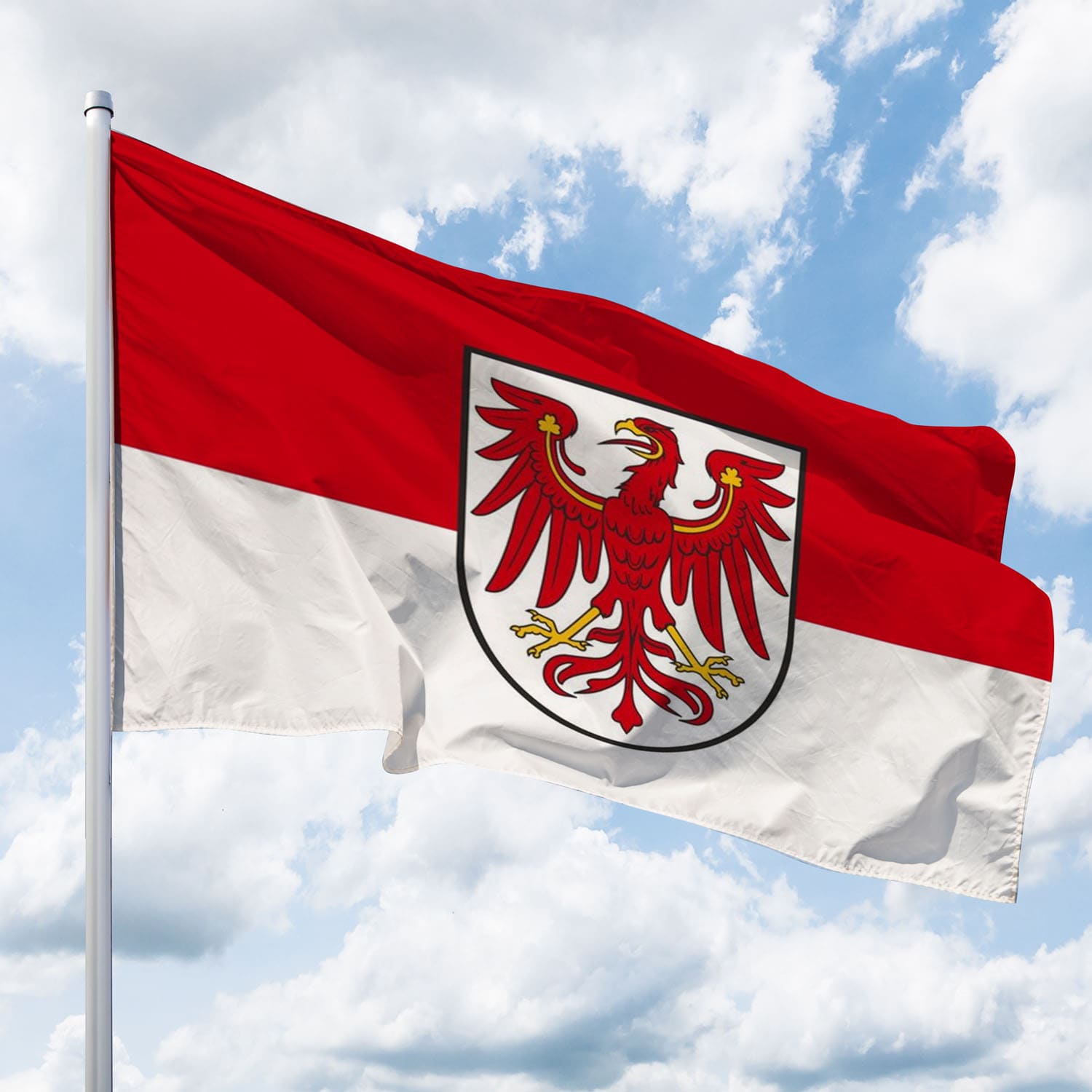 Brandenburg-Hissflagge Quer mit Wappen bei Deitert SF-Bra-HQ-w
