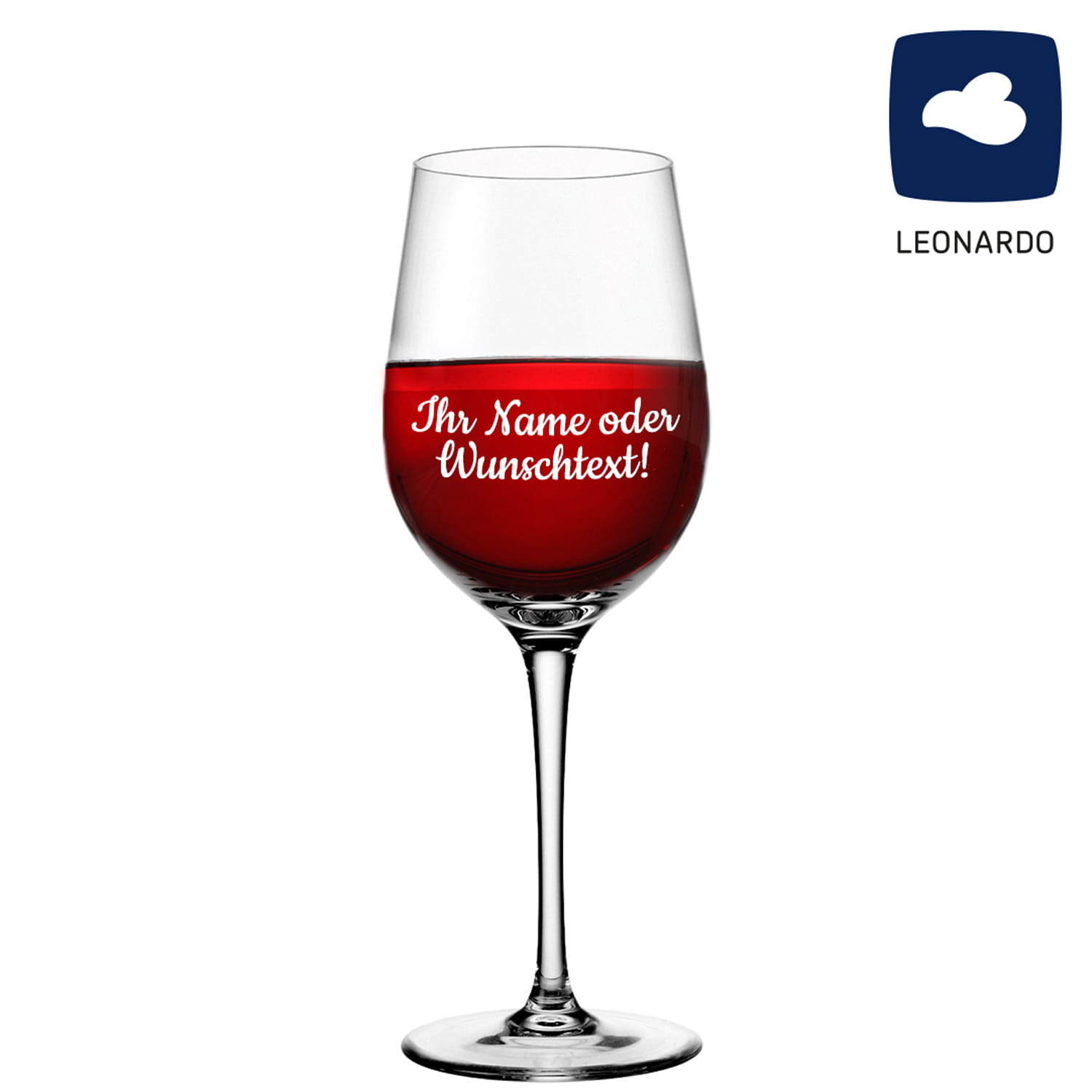personalisiertes Premium Weinglas in Gastroqualität, Deitert Leonardo Rotweinglas mit Namen oder Wunschtext graviert Barock01 Ciao+ 430ml