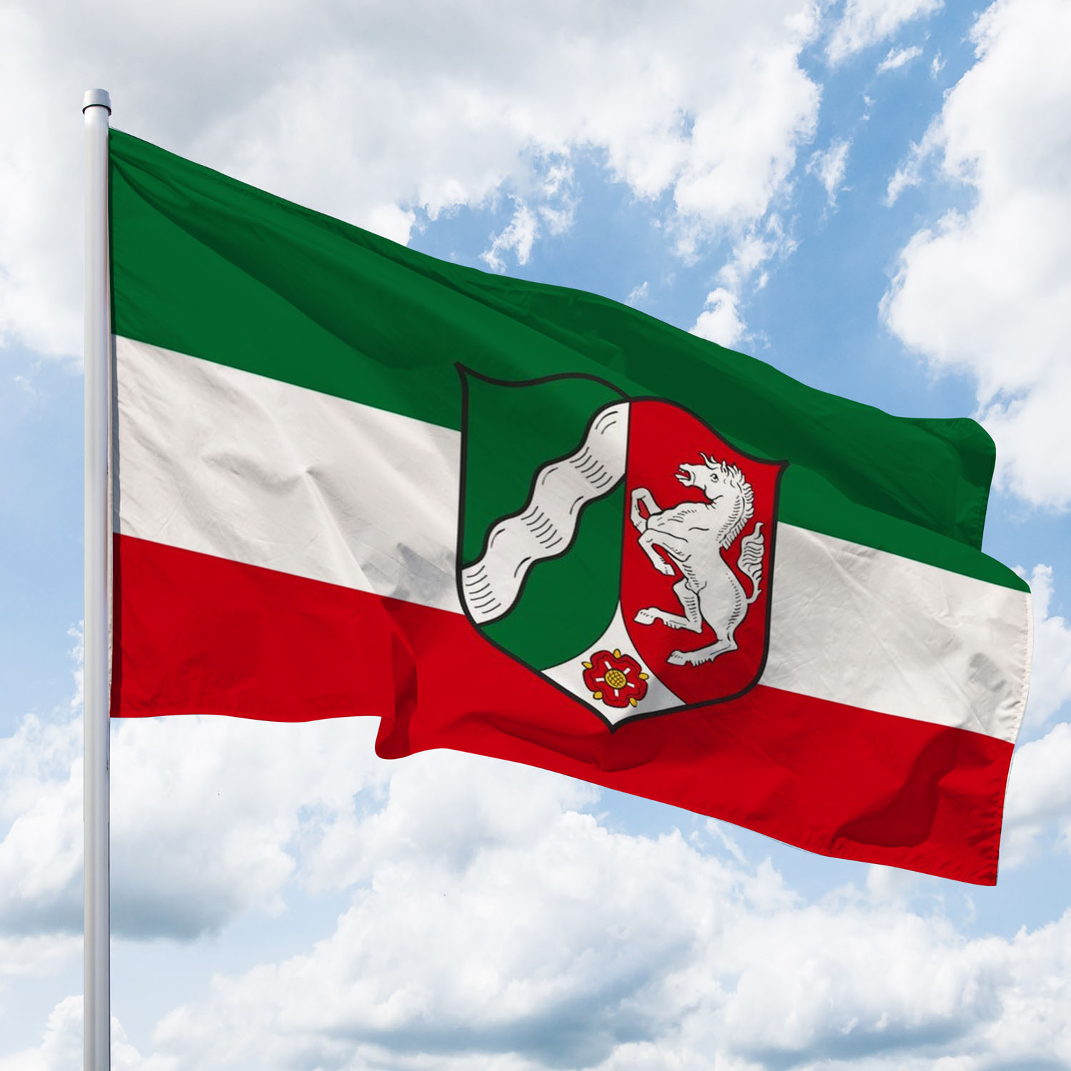 NRW-Flagge mit Wappen kaufen bei Deitert