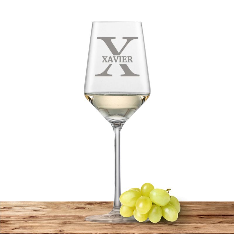 Schott Zwiesel Riesling Weißweinglas PURE mit Namen oder Wunschtext graviert (Initiale) » Ausführung: Buchstabe X » kaufen bei
